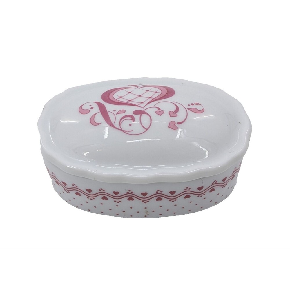Ceramic Hearts 1989 Enesco True Love Bridal Wedding Jewelry Dish Trinket Box